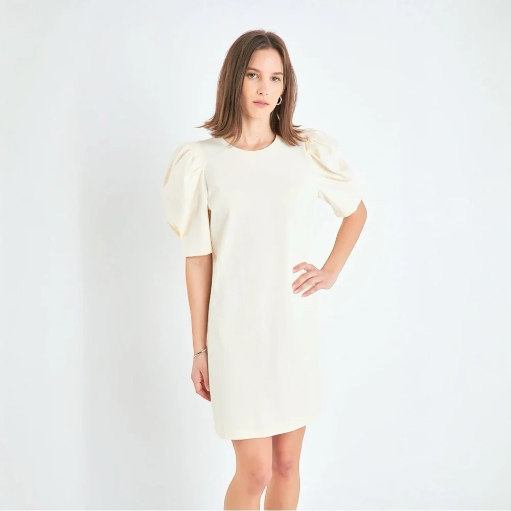 english factory puff sleeve shirt dress English Factory Stripe Puff Sleeve Shirt Dress in Pink
